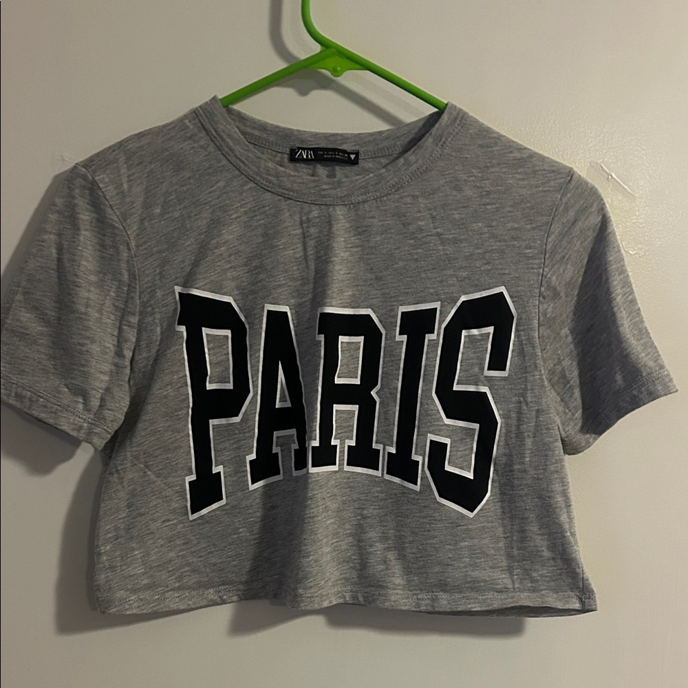 zara “paris” cropped tshirt